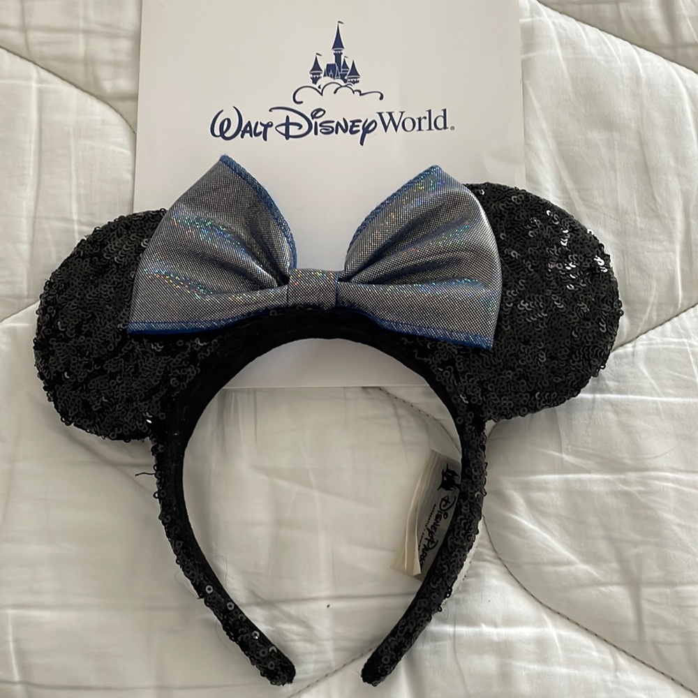 Disney sequin ears with blue bow